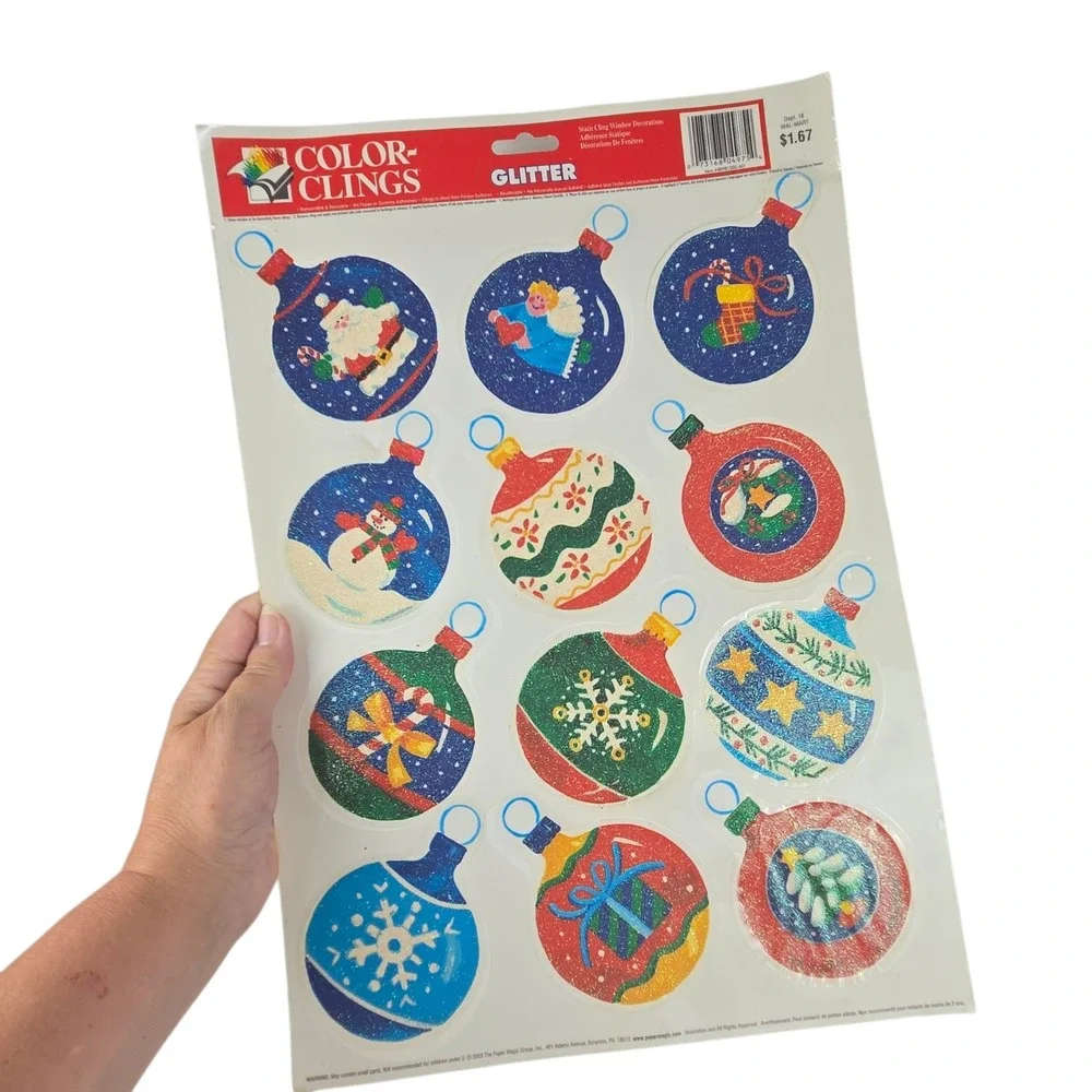 Lot of 9 Color Clings Christmas Window Decorations Reusable Vtg 2000s READ